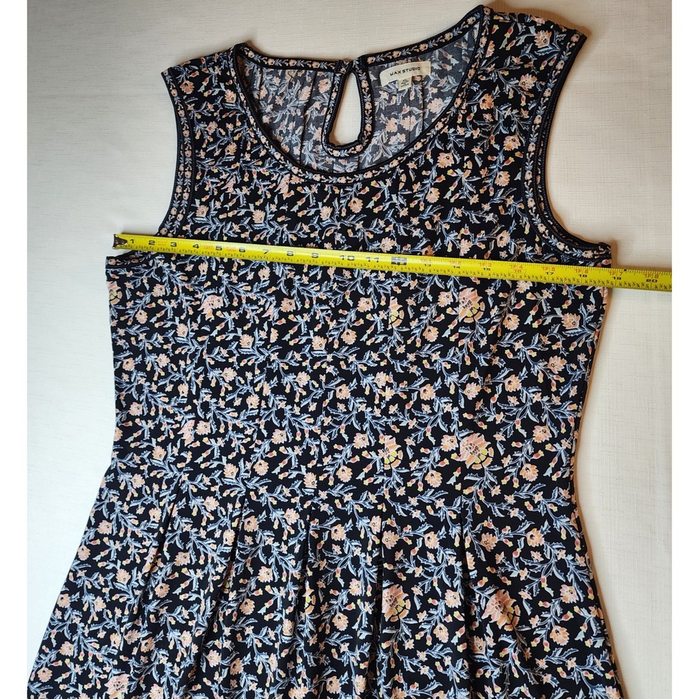 Max Studio Navy Floral Midi Dress with Pink and Light Blue Accents - Picture 8 of 10